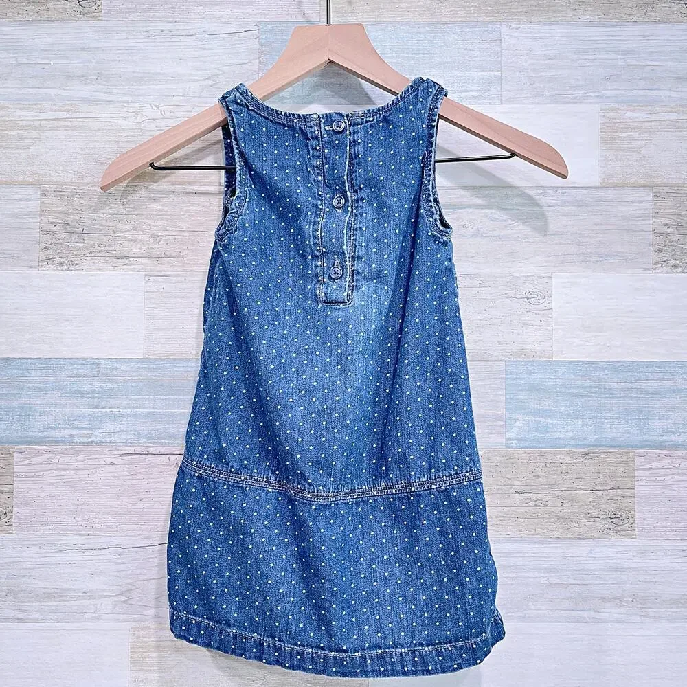 BABYGAP Kids Denim Pinafore Dress Blue Polka Dot Cotton GAP Toddler Girl 4